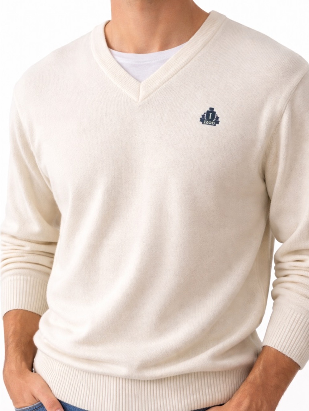 Vintage 1990s IZOD Made in USA V-Neck Knit Sweater – Preppy Embroidered Logo, XL